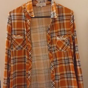 Yellow Checkered Button-Down Shirt, M
